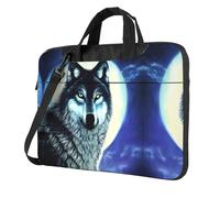 WXCJWD Wolf Under Moon Ordinateur portable et tablette, design élégant, tissu durable et hydrofuge, décontracté, Noir , 15.6 inch