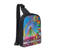 WXCJWD Wolf Under Moon Sac à bandoulière tendance pour homme et femme Sac à bandoulière décontracté avec bandoulière convertible., Corlorful Park, Taille unique