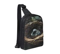 WXCJWD Wolf Under Moon Sac à bandoulière tendance pour homme et femme Sac à bandoulière décontracté avec bandoulière convertible., Petit nid d'oiseau, Taille unique