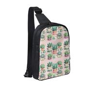 WXCJWD Wolf Under Moon Sac à bandoulière tendance pour homme et femme Sac à bandoulière décontracté avec bandoulière convertible., Jolies plantes succulentes, Taille unique