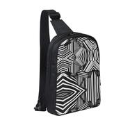 WXCJWD Wolf Under Moon Sac à bandoulière tendance pour homme et femme Sac à bandoulière décontracté avec bandoulière convertible., Lignes géométriques noires et blanches, Taille unique