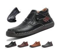 WXDTW Bottes de conduite à enfiler en cuir de qualité supérieure pour homme - Fabriquées à la main - Chaussures orthopédiques pour homme - Soutien de la voûte plantaire - Fermeture éclair latérale