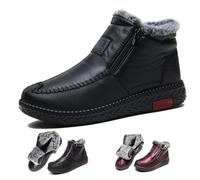 WXDTW Bottines d'hiver imperméables et antidérapantes en cuir de coton avec doublure en fourrure et fermeture éclair pour femme
