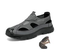 WXDTW Sandales creuses pour homme - Sandales de randonnée à enfiler - En maille creuse légère - Semelle souple - Pour la conduite, la plage, gris, 46 EU
