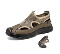 WXDTW Sandales creuses pour homme - Sandales de randonnée à enfiler - En maille creuse légère - Semelle souple - Pour la conduite, la plage, marron, 46 EU