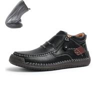 WXDTW The First Young Shoes Bottes de conduite en cuir faites à la main pour homme Bottes de randonnée en plein air Bottes de travail, Noir , 0 UK Wide