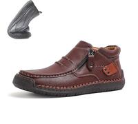 WXDTW The First Young Shoes Bottes de conduite en cuir faites à la main pour homme Bottes de randonnée en plein air Bottes de travail, marron, 0 UK Wide
