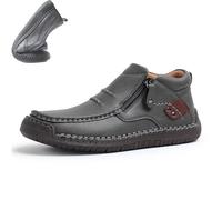 WXDTW The First Young Shoes Bottes de conduite en cuir faites à la main pour homme Bottes de randonnée en plein air Bottes de travail, gris, 0 UK Wide