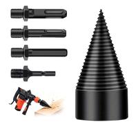 Wxeadu Foret de Fendage de Bois, 50mm Fendeur de Buche, Foret Conique avec 4 Poignées, Ronde/Carrée/Hexagonale, Fendeuse de Bûches, Fendeuse Bois Cône pour Perceuse Électrique