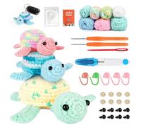 Wxeadu Kit Crochet Debutant Complet, 3 Pièces Tortue Famille Crochet Kit, Animaux Kit de Crochet, Kit Tricot Debutant Adulte Enfant Comprend des Leçons Vidéo et des Instructions Étape par Étape