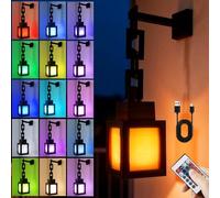 Wxeadu Veilleuse Lanterne Pixelisée 3D, LED Veilleuse Murale Rechargeable USB, 16 Couleurs avec Télécommande, Lampe d'Ambiance Lumière Dimmable pour Chambre, Salle de Jeux, Cadeau Gamer