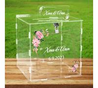 Wxexopowk Boîte à Cartes de Mariage en Acrylique - Boîte à Cartes de Mariage Personnalisée, Urne Mariage champetre, avec Serrure et Fente pour Réception de Mariage Fête, D’anniversaire, Baby Shower