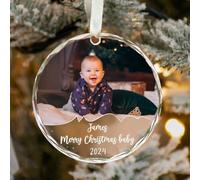 Wxexopowk Boule de Noël Personnalisable avec Photo - Mon Premier Noel, Boule Noël avec Photo et Prénom, Décoration de Noël Personnalisable, Idées Cadeaux de Noël pour Bébés Nouveau-nés,Garçon,Fille