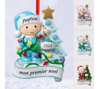 Wxexopowk Boule de Noël Personnalisée 2024 - Boule Mon 1er Noel Personnalisés avec Le Nom du Bébé, Personnalisé Decoration Sapin Noel Cadeau Noel Personnalisable, Idées de Cadeaux de Noël Garçon- Bleu