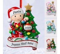 Wxexopowk Boule de Noël Personnalisée 2024 - Boule Mon 1er Noel Personnalisés avec Le Nom du Bébé, Personnalisé Decoration Sapin Noel Cadeau Noel Personnalisable, Idées de Cadeaux de Noël Fille,Garçon