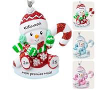 Wxexopowk Boule de Noël Personnalisée 2025 - Boule Mon 1er Noel Personnalisés avec Le Nom du Bébé, Personnalisé Decoration Sapin Noel Cadeau Noel Personnalisable, Idées de Cadeaux de Noël, Rouge