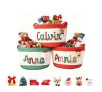 Wxexopowk Paniers de Rangement Tissés Personnalisés avec Nom - Panier Rangement Bébé, Paniers Cadeaux de Noël Personnalisés en Tricot, Cadeau pour Nouveau-né, Cadeau Personnalisé Bebe