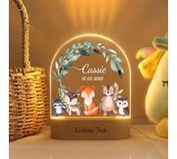 Wxexopowk Veilleuse Bébé Personnalisée LED - Cadeau Naissance avec Nom et Date, Cadeau Nouveau-Né pour Garçon, Décoration Chambre Bébé, Style7