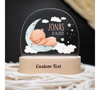 Wxexopowk Veilleuse Bébé Personnalisée Prénom - Cadeau Original pour Naissance Garçon et Filles Idée Baptême Lampe Décoration Chambre Bébé Style2