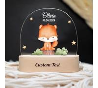 Wxexopowk Veilleuse Bébé Personnalisée Prénom & Date - Cadeau Original pour Naissance, Anniversaire, Noël, Baptême - Style 7