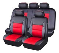 WXEXUDIN Voiture Ensembles De Housses Siège pour Dacia Sandero Stepway 5 Places Duster 2000-2023,Cuir 9pcs Housse Siege Avant Arrière Siège Protection Antidérapant Auto Accessori,Red