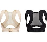 WXF86djl Ceinture de Correction du Dos Support d'épaule Amovible Posture réglable Attelle de Sport for soulager la Douleur du Cou, des épaules et du Dos (2 PC),Black+Flesh,XL