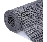 WXF86djl Tapis de Drainage antidérapant en Maille PVC, adapté aux Zones humides comme Les piscines et Les salles de Bains.(Grigio,90cm x 450cm)