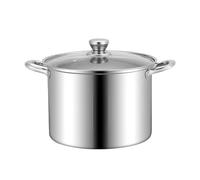 WXFKLDJ 20cm, Marmite en Acier Inoxydable À Trois Épaisseurs pour Soupe Et Pâtes avec Couvercle en Verre Et Deux Poignées pour Cuisinières À Gaz/Induction/Électriques, Lave-Vaisselle