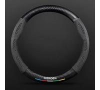 WXGBH Auto Couvre Volant pour Citroen C3 Pluriel,Cuir Voiture Protecteur de Volant Housse de Volant Respirant Antidérapant avec Logo Emblème de Voiture Accessoires Auto Interieur,Black-O Type