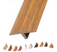 WXGMP 90cm Barre De Transition De Bordure De Porte Rampes De Seuil En PVC Bande De Seuil De Grain De Bois Profilé De Transition En Métal En T(Teak)