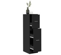 WXGTBKPR Armoire à pharmacie, noire, 30 x 41 x 118 cm, commode avec 3 tiroirs, en bois, armoire polyvalente pour cuisine, salon et bureau