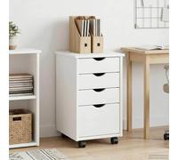 WXGTBKPR Armoire à roulettes en pin avec 4 tiroirs, commode sur roulettes pour bureau et étude, 34 x 39 x 56 cm, blanc