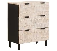 WXGTBKPR Buffet à 3 tiroirs au design scandinave - Commode en bois de manguier - Buffet pour salon - 60 x 33 x 75 cm