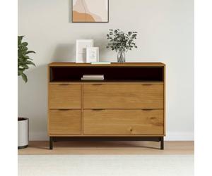 WXGTBKPR Commode FLAM - Commode en pin massif - 110 x 40 x 80 cm | Grain rustique, grand espace de rangement, support mural inclus