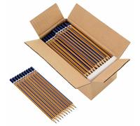 WXGTBKPR Lot de 150 crayons HB avec gomme et plume, 18 cm de long | Bois de peuplier massif, mines pré-aiguisées, aspect bleu et jaune, pour fournitures de bureau