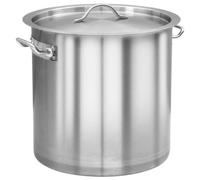 WXGTBKPR Marmite 26 l en acier inoxydable 32 x 32 cm pour cuisinière à | Design robuste, pour la restauration et la maison, couvercle inclus, deux poignées