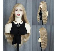 WXHWCX Perruque de cheveux synthétiques longs ondulés avec dentelle frontale mi-longue perruque de cheveux synthétiques pour femmes perruque de fête quotidienne