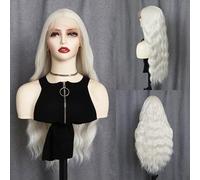 WXHWCX Perruque synthétique longue et ondulée en maille frontale avec raie moyenne pour femme