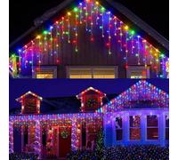 WxiaoD Guirlande Rideau Lumineux 4m 96 LED Lumières de Noël Extérieur et Intérieur Étanche 8 Modes Fairy Lights Decoration pour Mariage Patio Terrasse Fête Soirée Anniversaire - Coloré