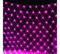 WxiaoD Réseau de lumière LED 1.5x1.5m 96LED Éclairage Filet Lumineux Noël Étanche 8 Modes Guirlande Lumineuse Rideau lumineux pour extérieur et intérieur Décoration de jardin lampe Rose