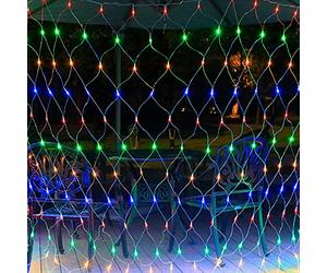 WxiaoD Réseau de lumière LED 3x3m 320LED Éclairage Filet Lumineux Noël Étanche 8 Modes Guirlande Lumineuse Rideau lumineux pour extérieur et intérieur Décoration de jardin lampe Coloré