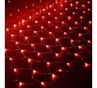 WxiaoD Réseau de lumière LED Éclairage Filet Lumineux Noël pour extérieur et intérieur Décoration de jardin lampe Guirlande Lumineuse Rideau lumineux (3x2M 200LED, Rouge)
