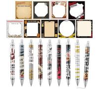 Wxiben True Crime Lot de 18 notes adhésives avec stylos à bille pour femme | Lot de stylos à bille à encre noire - Cadeaux pour femmes, hommes, étudiants, salles de classe, récompenses de bureau