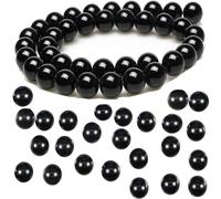 Wxinsheng 100 Perles Noires 10mm - Rondes Lisses en Verre avec Trous - pour Création Bijoux (Colliers, Bracelets) - Perles d'Espacement Nacrées - Billes Cristal Naturelles - DIY Artisanat en Vrac