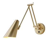 WXKAGF Applique Murale Industrielle dorée à Bras Long, Lampe Murale Extensible à LED de Lecture Rustique avec Interrupteur 3 Couleurs pour Chambre à Coucher, Bras pivotant, Lampe Murale de Bureau