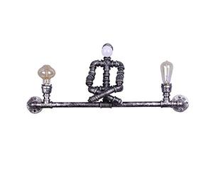 WXKAGF Applique Murale Vintage pour Conduite d'eau Steampunk Industriel Robot Lumière 3 Flammes Intérieur Décoratif Corps de Lampe en Fer Forgé avec Jauge pour Loft Hôtel Couloir Café Bar