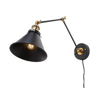 WXKAGF Appliques murales à bras long noir industriel avec interrupteur, applique murale extensible de chevet rétro avec interrupteur à câble pour chambre à coucher, appliques murales vintage réglables