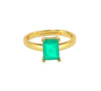 WXKAGF Bague Ouverte réglable, bagues de promesse en Or carrées avec Pierre précieuse en Forme d'émeraude Verte, Argent Sterling S925 réglable