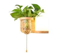 WXKAGF E27 Applique Murale en Bois d'intérieur avec Interrupteur à Cordon de Style Nordique pour Enfants, Abat-Jour en Verre, Applique Murale Moderne, Lampes de Chevet en Bois avec Vase pour