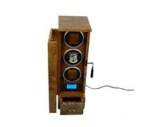 WXKAGF Remontoir de Montre Automatique, 3 + 0 remontoirs à Rotation Unique en Bois, Affichage numérique, Moteur Silencieux de qualité supérieure, étui de Rangement en Bois(bobineuse)